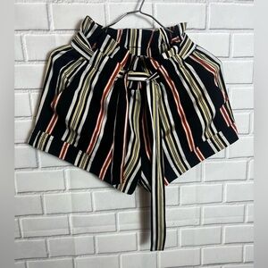 STREET WEAR SOCIETY women striped tie front shorts /size S